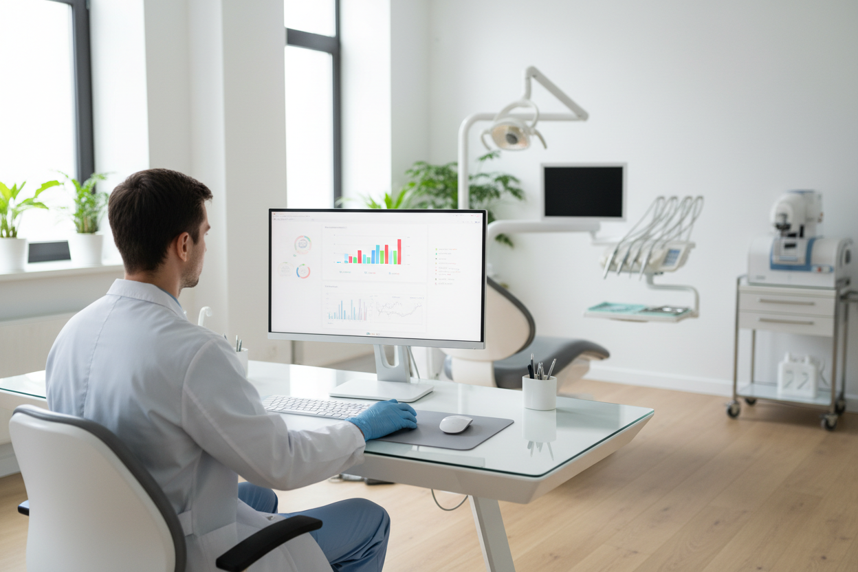 Dentist using digital records in clinic